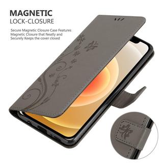 Cadorabo  Housse compatible avec Apple iPhone 12 MINI - Coque de protection au design floral avec fermeture magnétique, fonction de support et emplacements pour cartes 