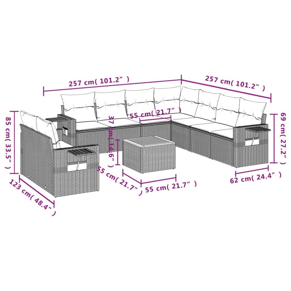 VidaXL Ensemble de canapés de jardin rotin synthétique  