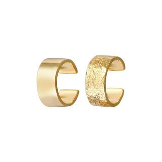 Elli  Ohrringe Earcuff Breit Basic Gehämmert 2Er Set 