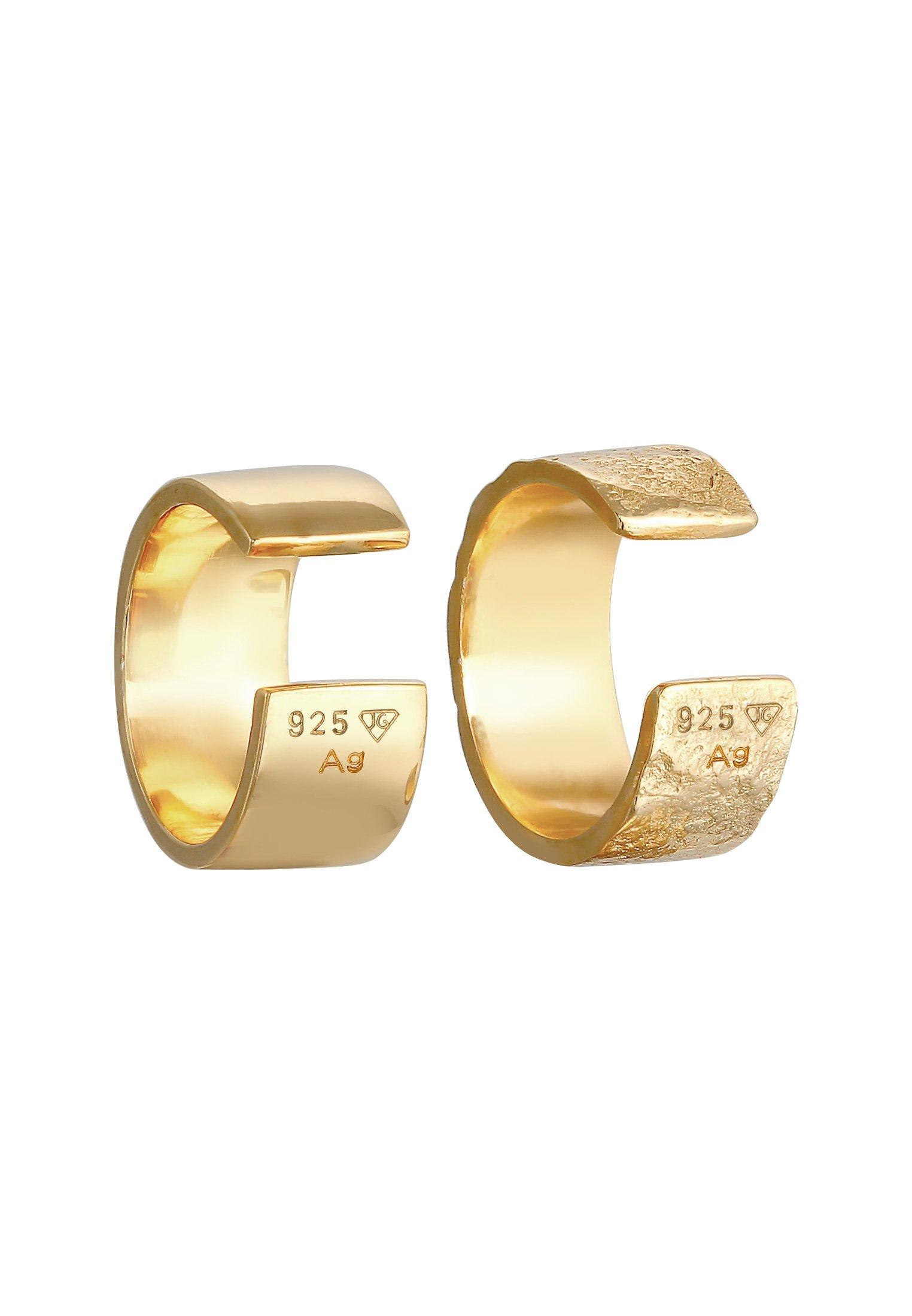 Elli  Ohrringe Earcuff Breit Basic Gehämmert 2Er Set 