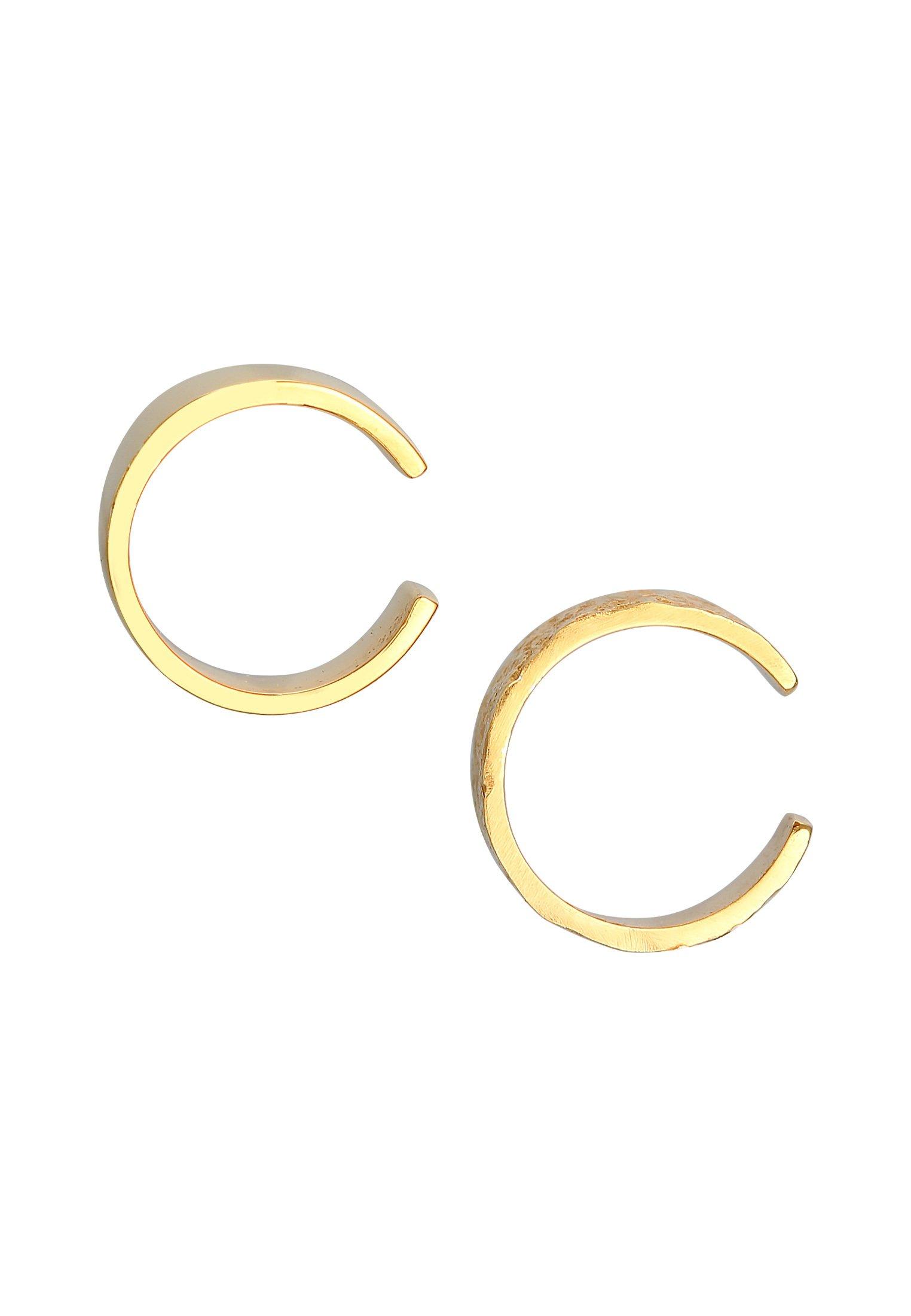 Elli  Ohrringe Earcuff Breit Basic Gehämmert 2Er Set 