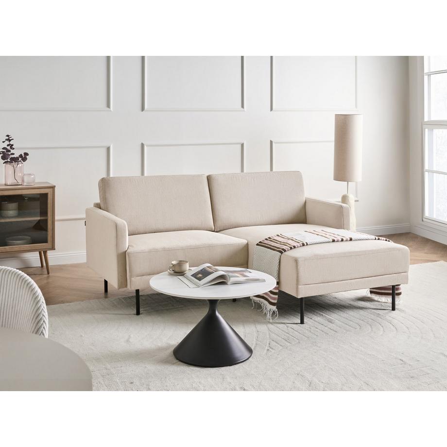 Beliani Linksseitiges Ecksofa aus Cord  BREDA  