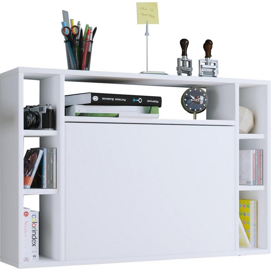 VCM Bureau suspendu pliable en bois Bureau mural Bureau d'ordinateur Tiroir Wandila  