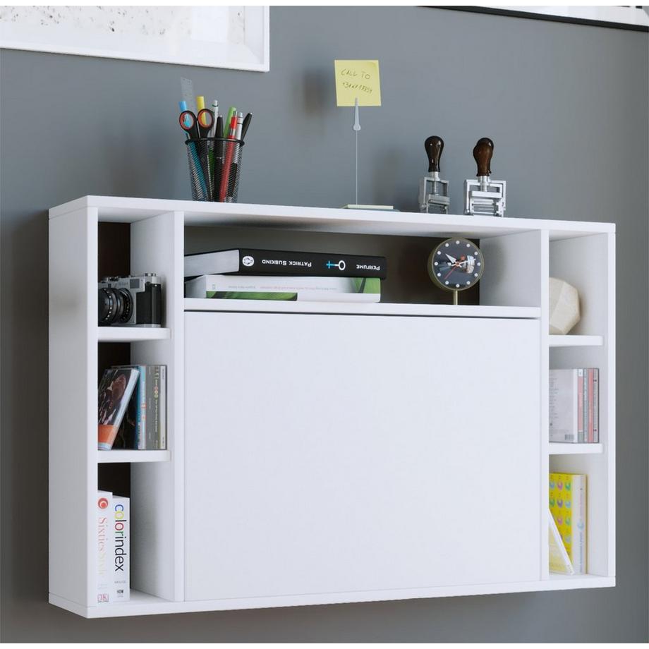 VCM Bureau suspendu pliable en bois Bureau mural Bureau d'ordinateur Tiroir Wandila  