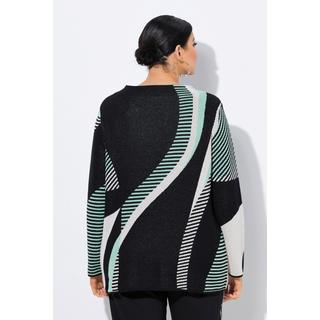 Ulla Popken Pull maille Jacquard Col Montant Manches Longues  