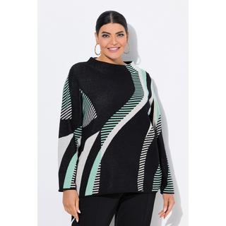 Ulla Popken Pull maille Jacquard Col Montant Manches Longues  