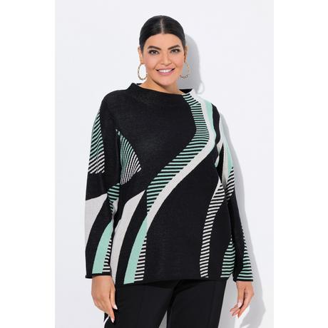 Ulla Popken Pull maille Jacquard Col Montant Manches Longues  