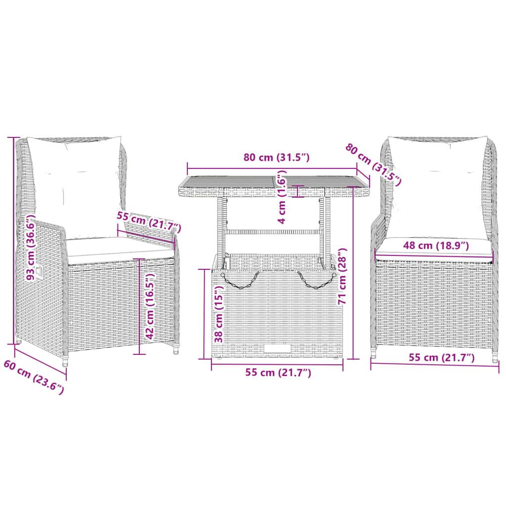 VidaXL Bistro set poly-rattan  