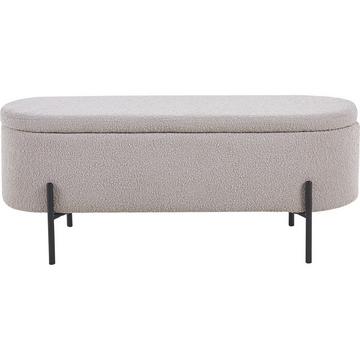 Tabouret Blestix tissu bouclé métal taupe