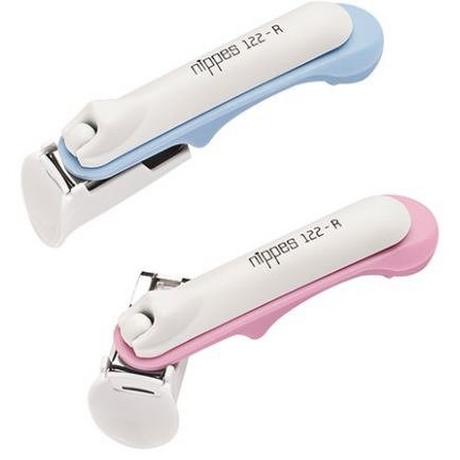 Nippes  Baby-Sicherheitsnagelknipser, vernickelt, assortiert blau und rosa, 7 cm 