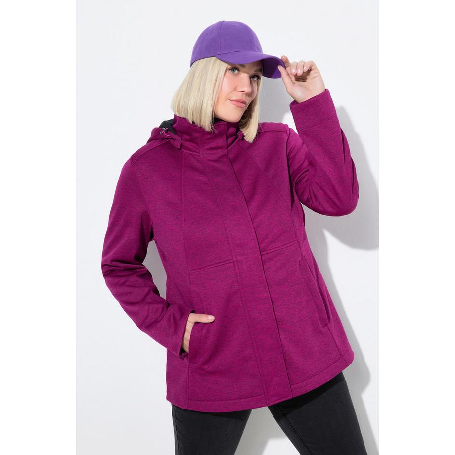 Ulla Popken HYPRAR Softshelljacke Wasserabweisend Kapuze 2-Wege-Zipper  