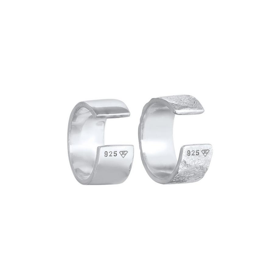 Elli  Ohrringe Earcuff Breit Basic Gehämmert 2Er Set 