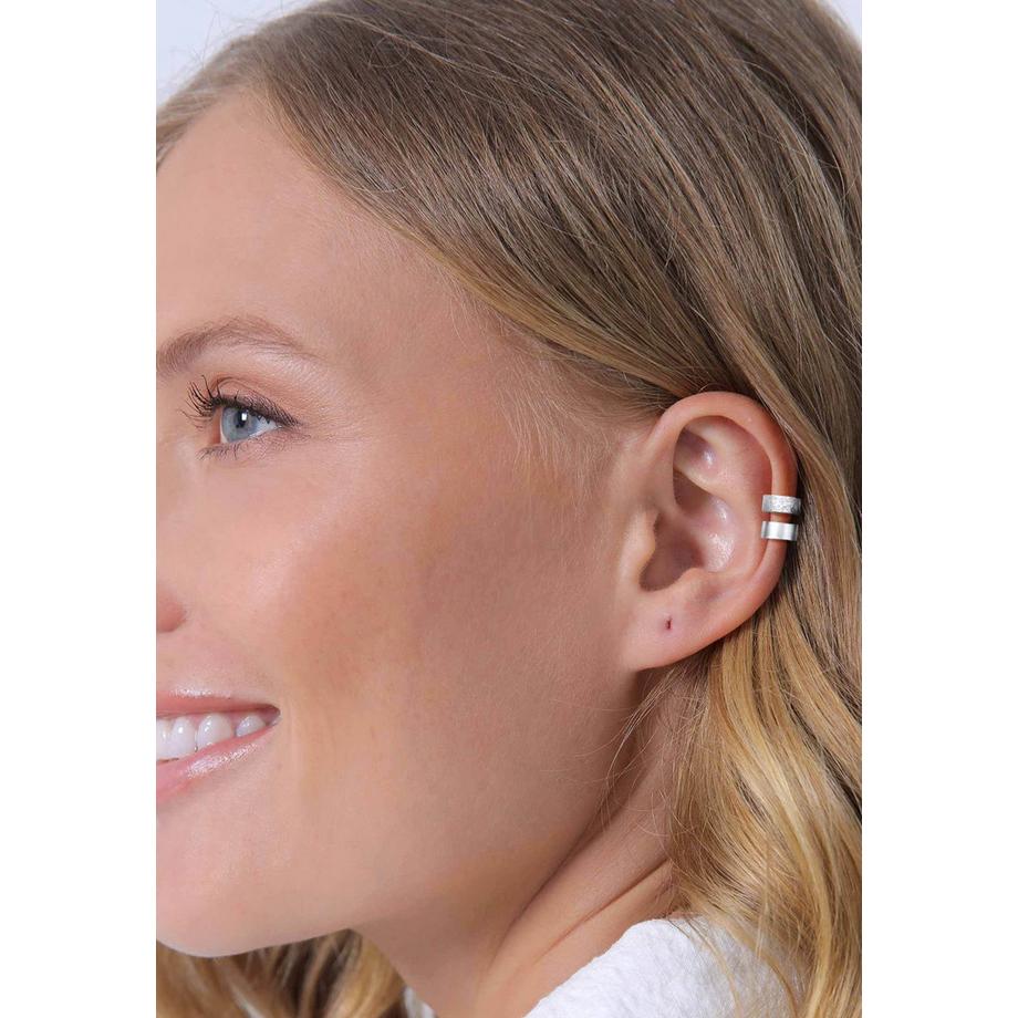Elli  Ohrringe Earcuff Breit Basic Gehämmert 2Er Set 