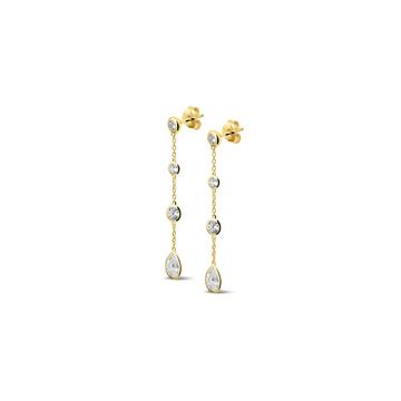 Boucles d'oreilles longues avec zirconium 1632 Plaqué or