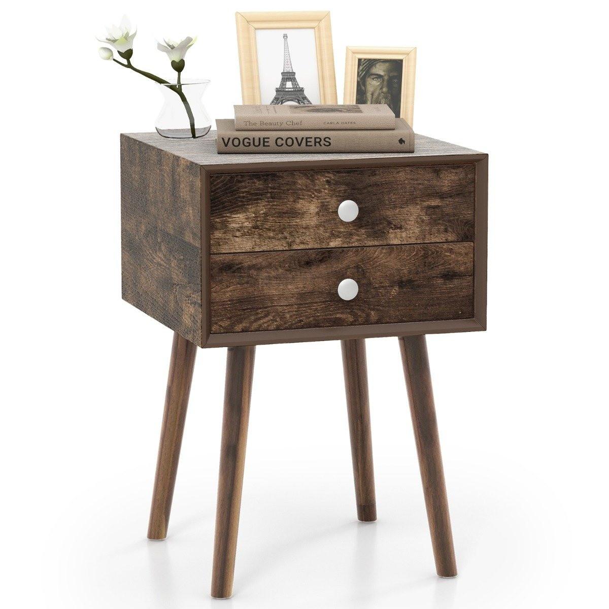 Northix Table de chevet multifonctionnelle avec espace de rangement en bois 40 x 40 x 59,5 cm marron  