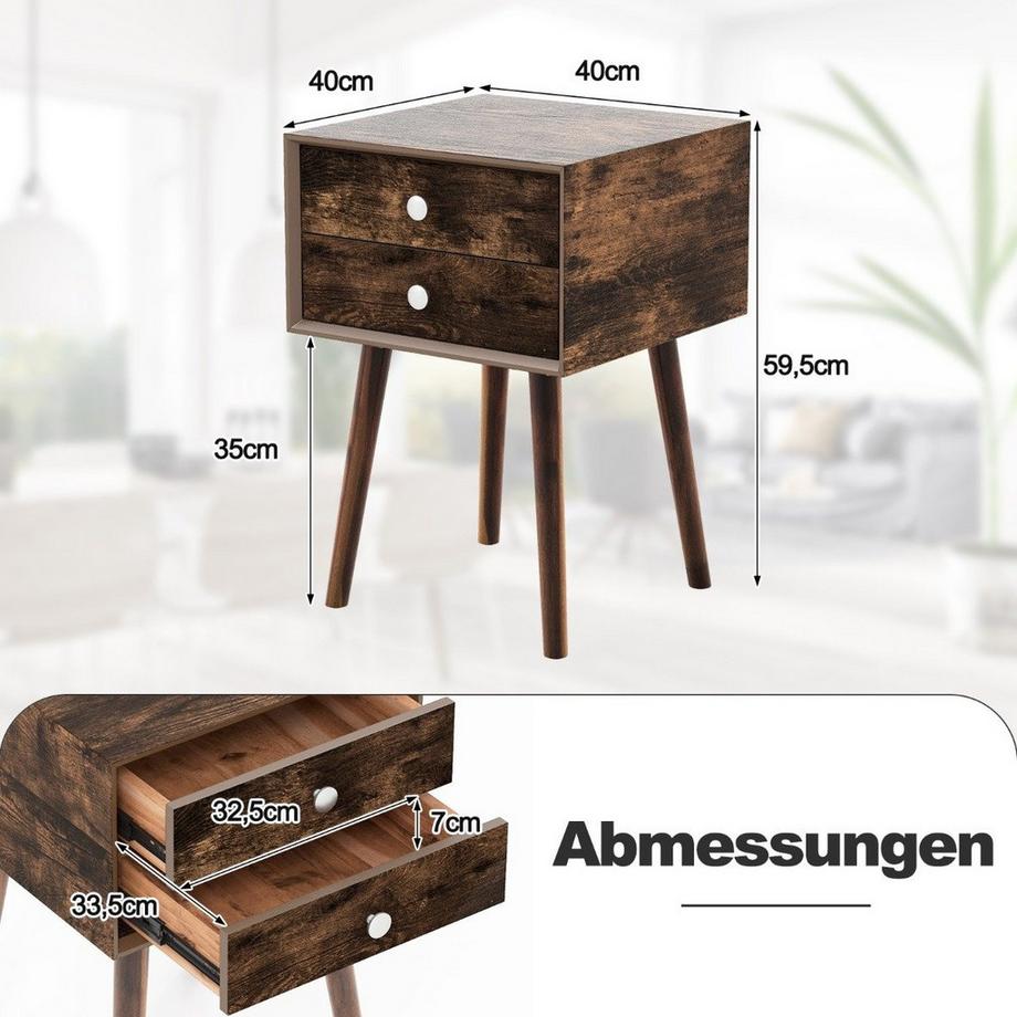 Northix Comodino multifunzionale con vano portaoggetti in legno 40 x 40 x 59,5 cm marrone  