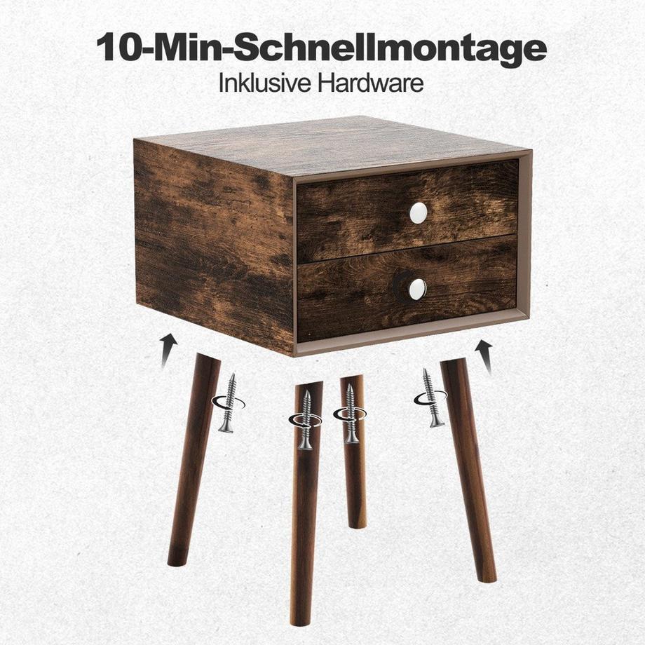 Northix Comodino multifunzionale con vano portaoggetti in legno 40 x 40 x 59,5 cm marrone  