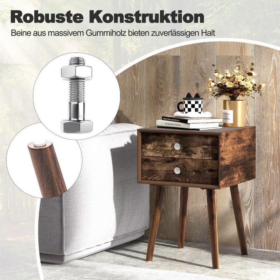 Northix Comodino multifunzionale con vano portaoggetti in legno 40 x 40 x 59,5 cm marrone  