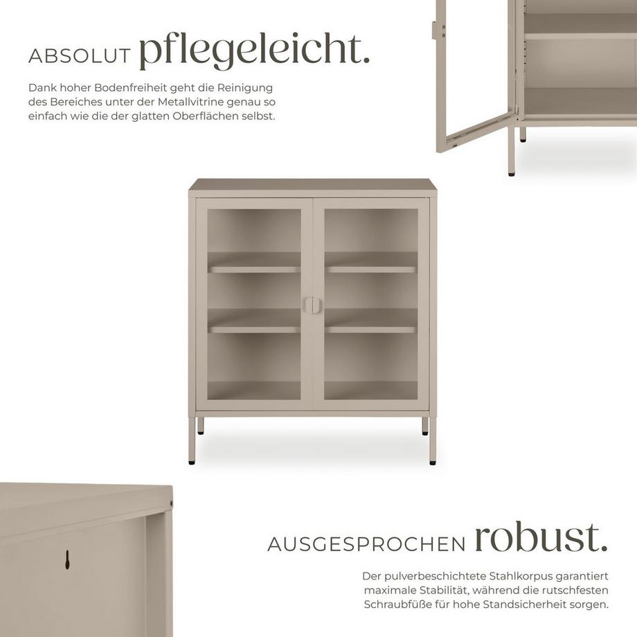 Tectake Metallvitrine Baker Glastüren mit Magnetverschluss verstellbare Zwischenböden  