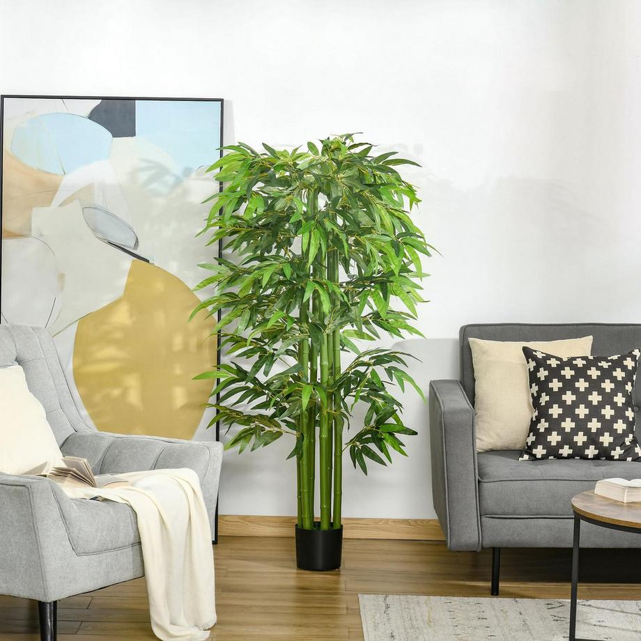 Northio Pianta Artificiale Grande In Bambù Artificiale, 160 Cm, Per Ufficio E Casa, In Vaso Di Plastica, Facile Da Pulire  