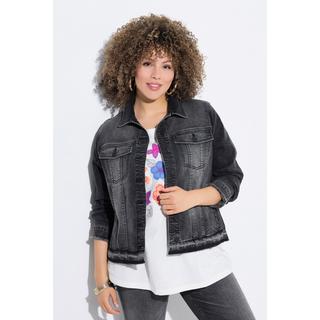 Ulla Popken Veste en jean Franges Col Chemise Manches Longues  