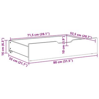 VidaXL cassettone sotto letto Legno di pino  