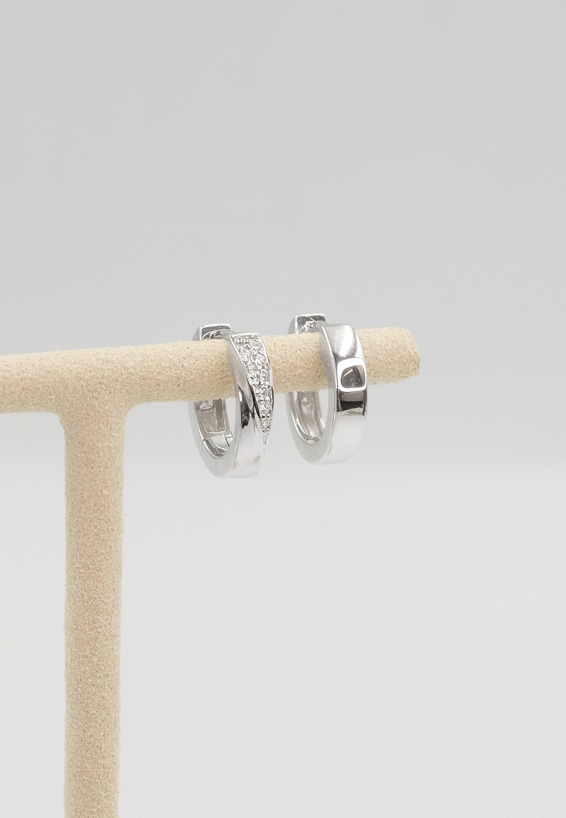 MUAU Schmuck  Creolen Weissgold 750 Diamant 0.14ct. 14mm 