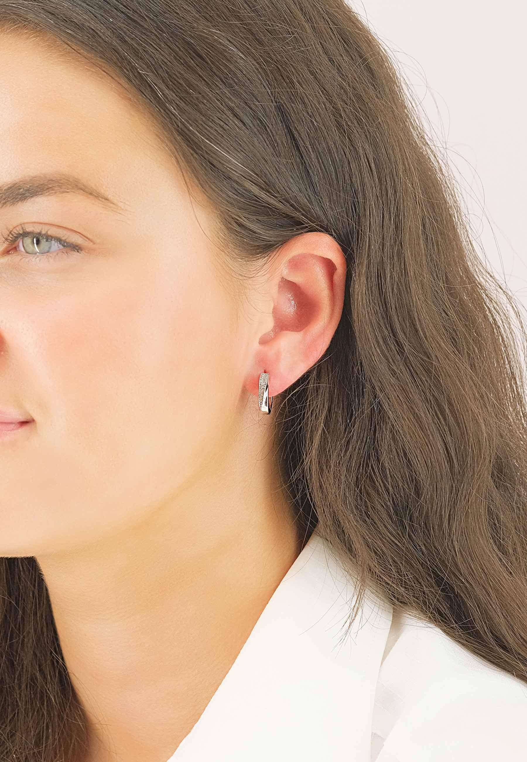 MUAU Schmuck  Creolen Weissgold 750 Diamant 0.14ct. 14mm 