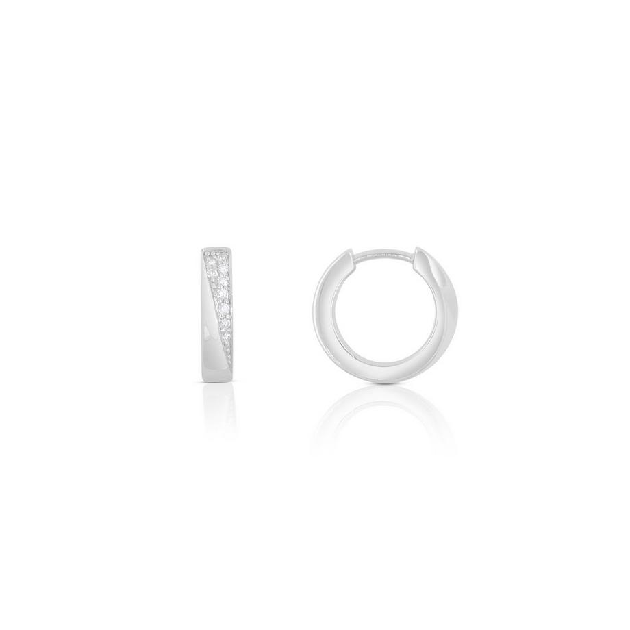 MUAU Schmuck  Créole en or blanc 750 diamant 0,14ct. 14mm 