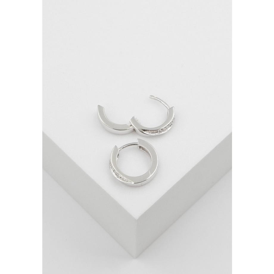 MUAU Schmuck  Créole en or blanc 750 diamant 0,14ct. 14mm 