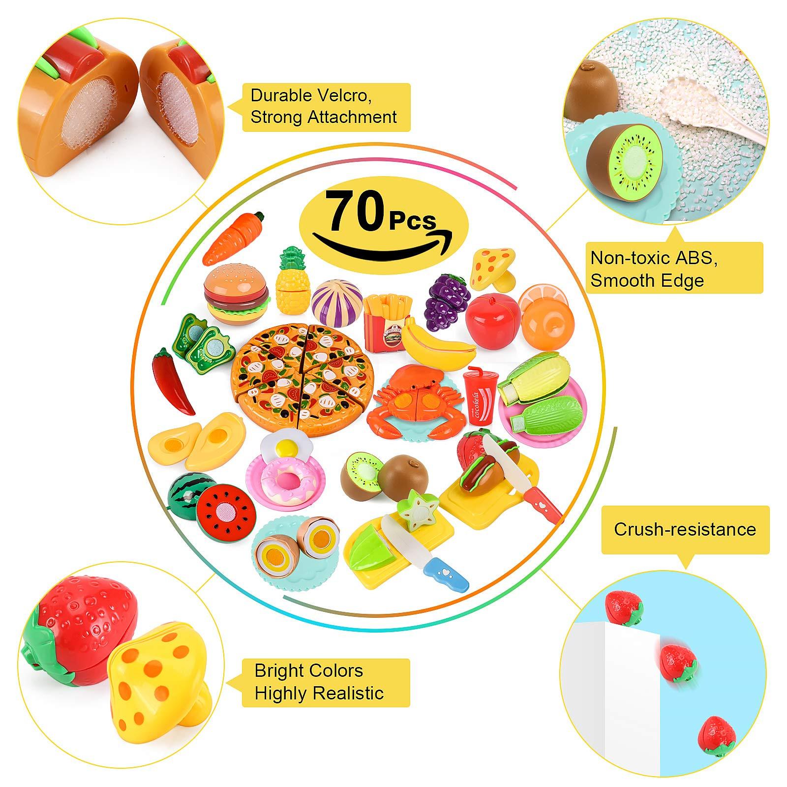 Activity-board  Jouet de cuisine pour enfants, cuisine alimentaire pour enfants, coupe de pizza aux fruits et légumes avec connexion velcro 