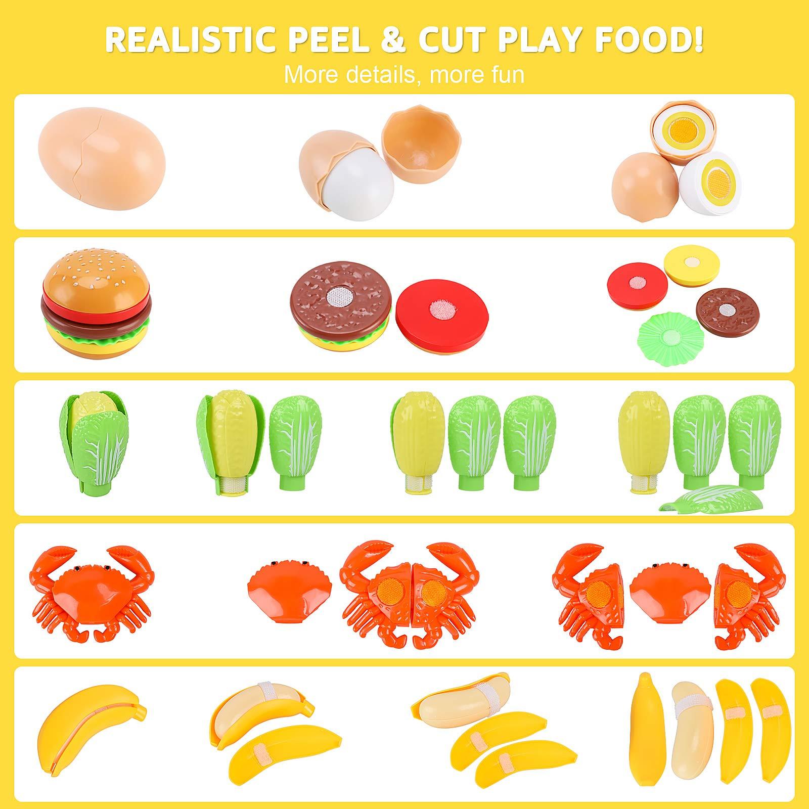 Activity-board  Jouet de cuisine pour enfants, cuisine alimentaire pour enfants, coupe de pizza aux fruits et légumes avec connexion velcro 