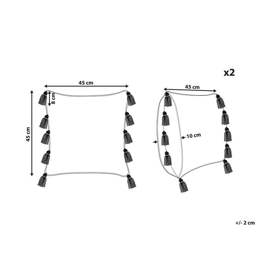 Beliani Dekokissen 2er Set aus Baumwolle Boho BOUVARDIA  
