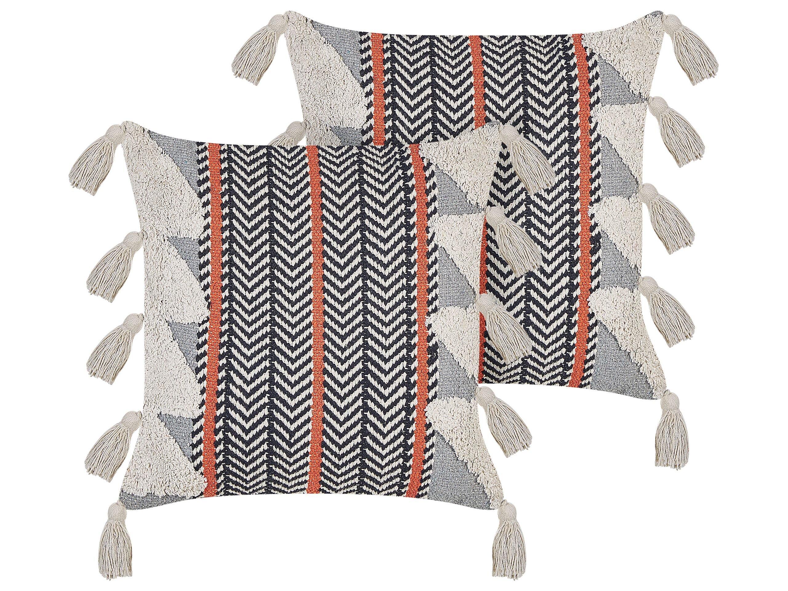 Beliani Lot de 2 coussins en Coton Boho BOUVARDIA  