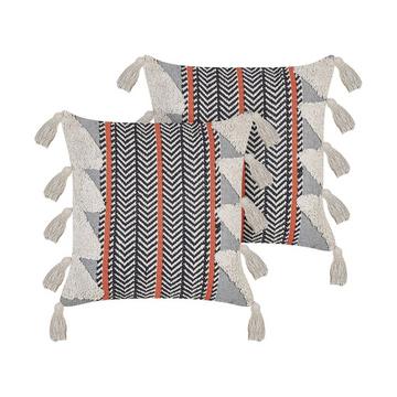 Lot de 2 coussins en Coton Boho BOUVARDIA