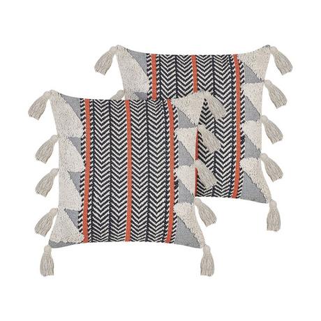 Beliani Lot de 2 coussins en Coton Boho BOUVARDIA  