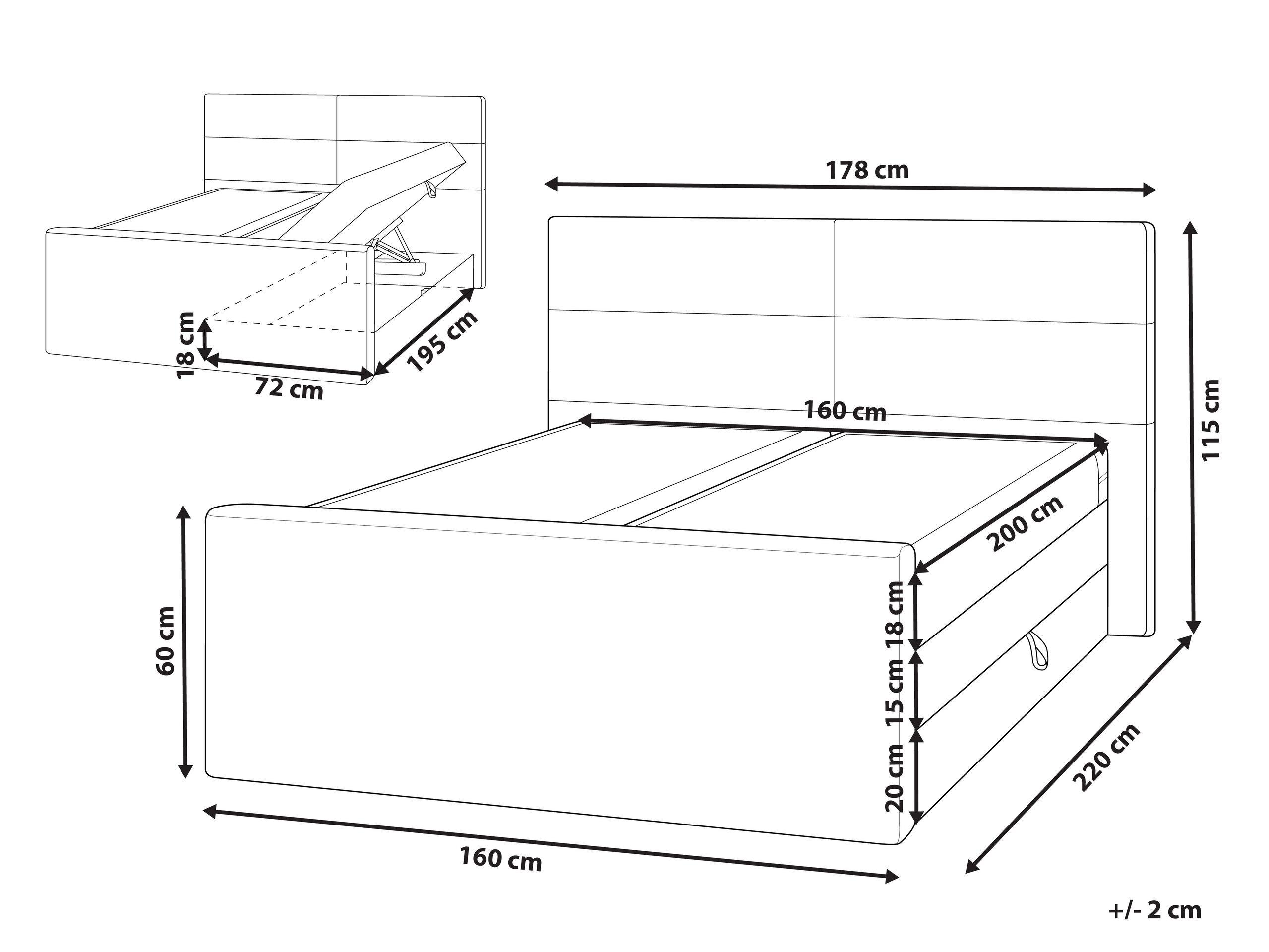 Beliani Boxspringbett aus Polyester Modern ARISTOCRAT  