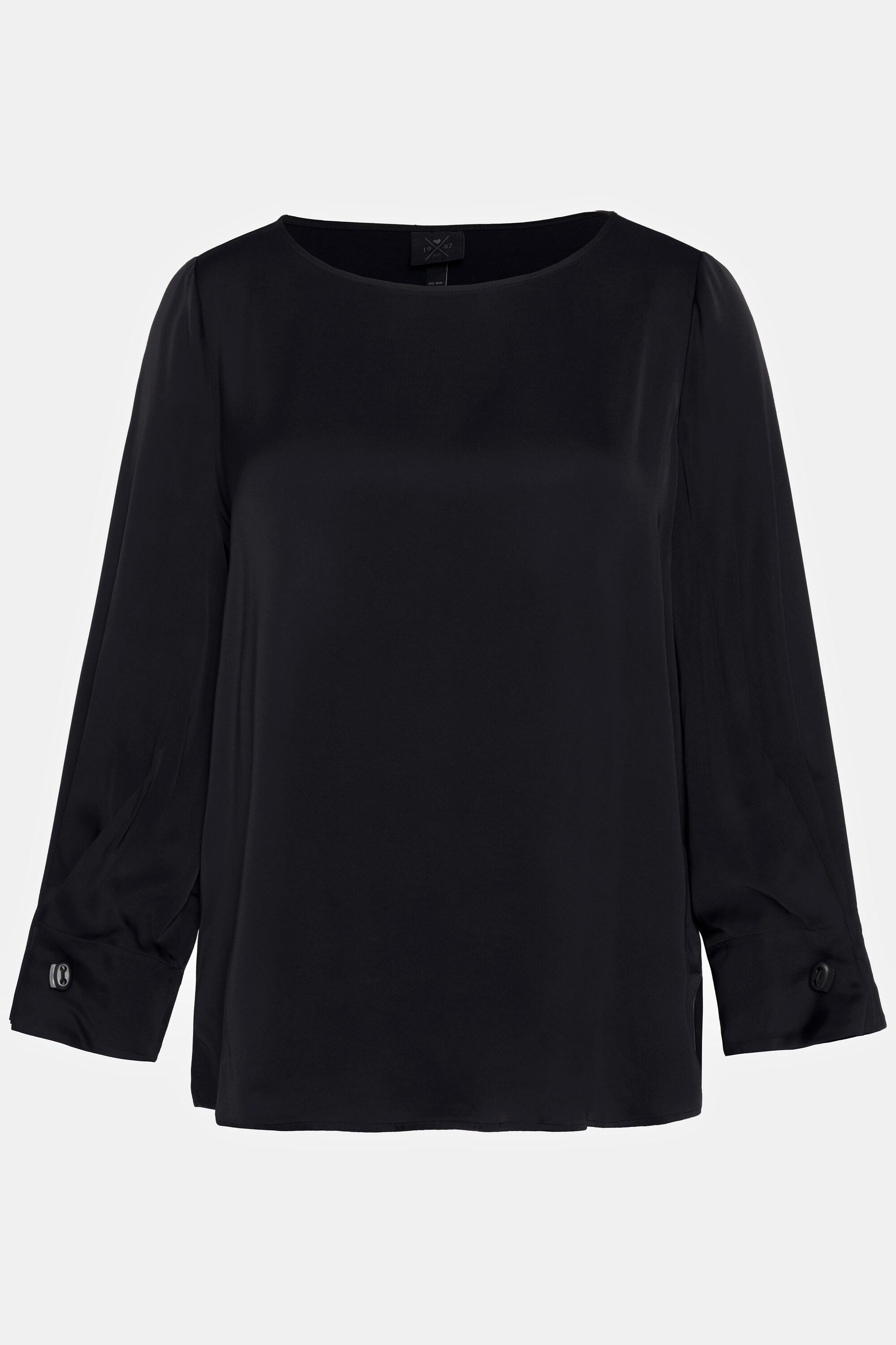 Ulla Popken  Shirtbluse, Ärmel-Zierfalten, Rundhals, Langarm 