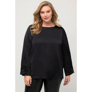 Ulla Popken  Shirtbluse, Ärmel-Zierfalten, Rundhals, Langarm 