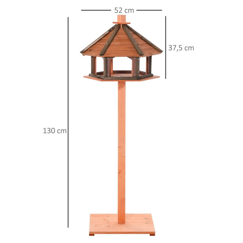 Northio  Vogelhaus Vogelfutterhaus Hölzerner Vogelvilla Futterhaus Vogelständer Vogel-Tischvogelhaus Spielstand Mit Wasserfestem Dach Naturø52 X 130H Cm 