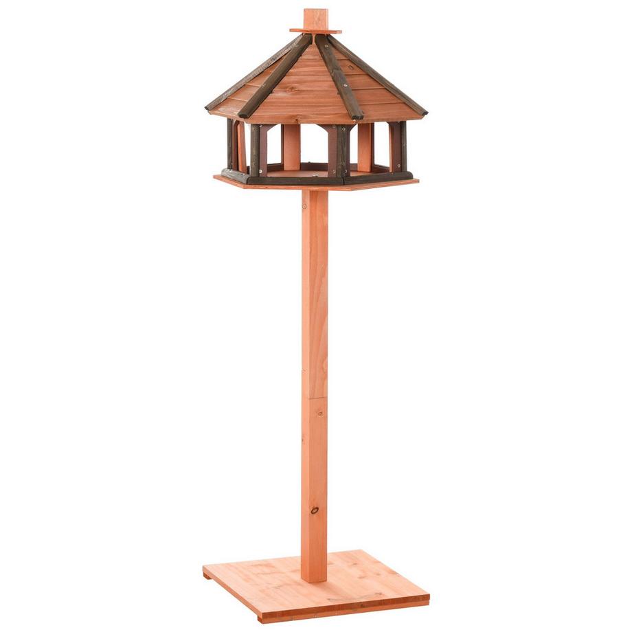 Northio  Vogelhaus Vogelfutterhaus Hölzerner Vogelvilla Futterhaus Vogelständer Vogel-Tischvogelhaus Spielstand Mit Wasserfestem Dach Naturø52 X 130H Cm 