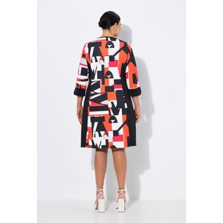 Ulla Popken Abito Punto Stampa Lettere Scollo a Barca Maniche 3/4  