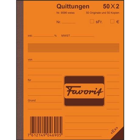 Favorit FAVORIT Quittungen D A6 9096 OK blau/weiss 50x2 Blatt  