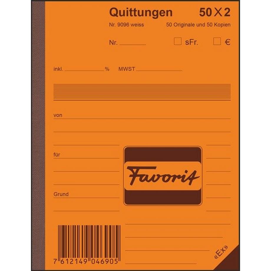 Favorit FAVORIT Quittungen D A6 9096 OK blau/weiss 50x2 Blatt  