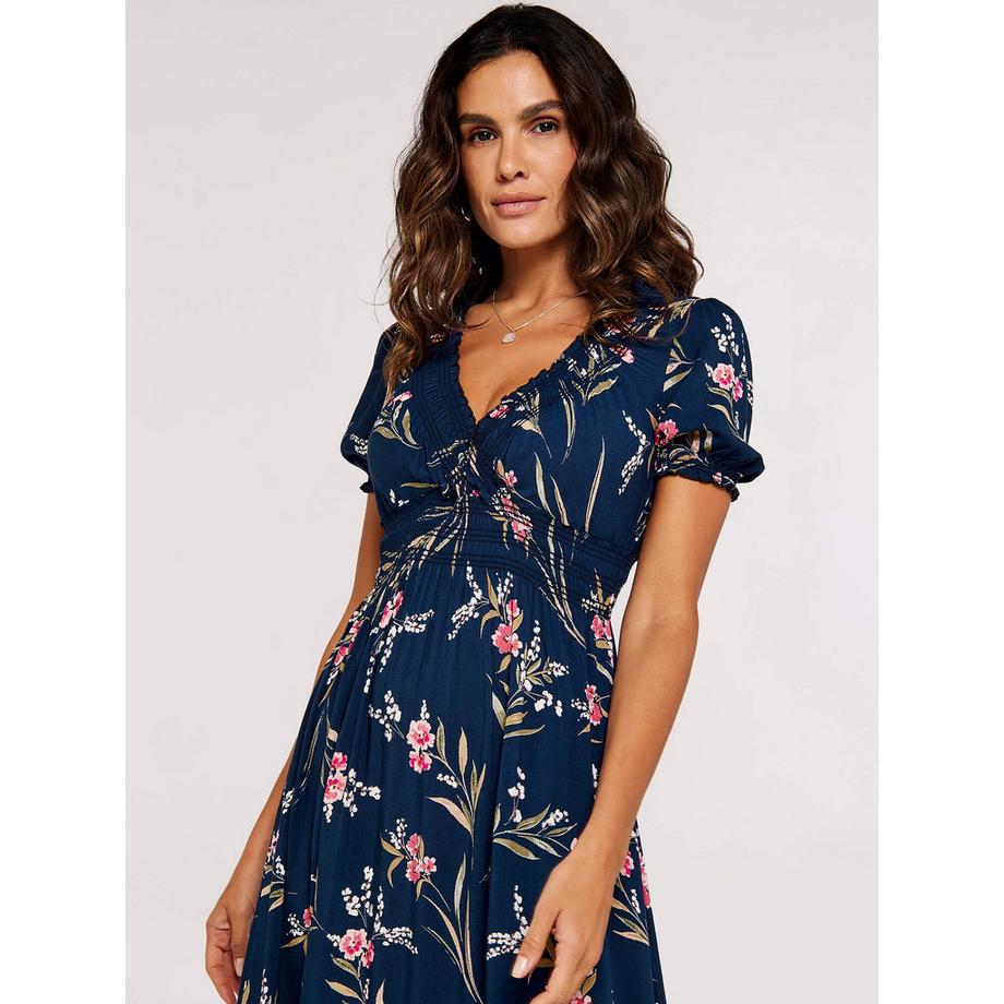 APRICOT Robe longue smockée à fleurs  
