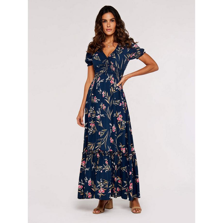APRICOT Robe longue smockée à fleurs  