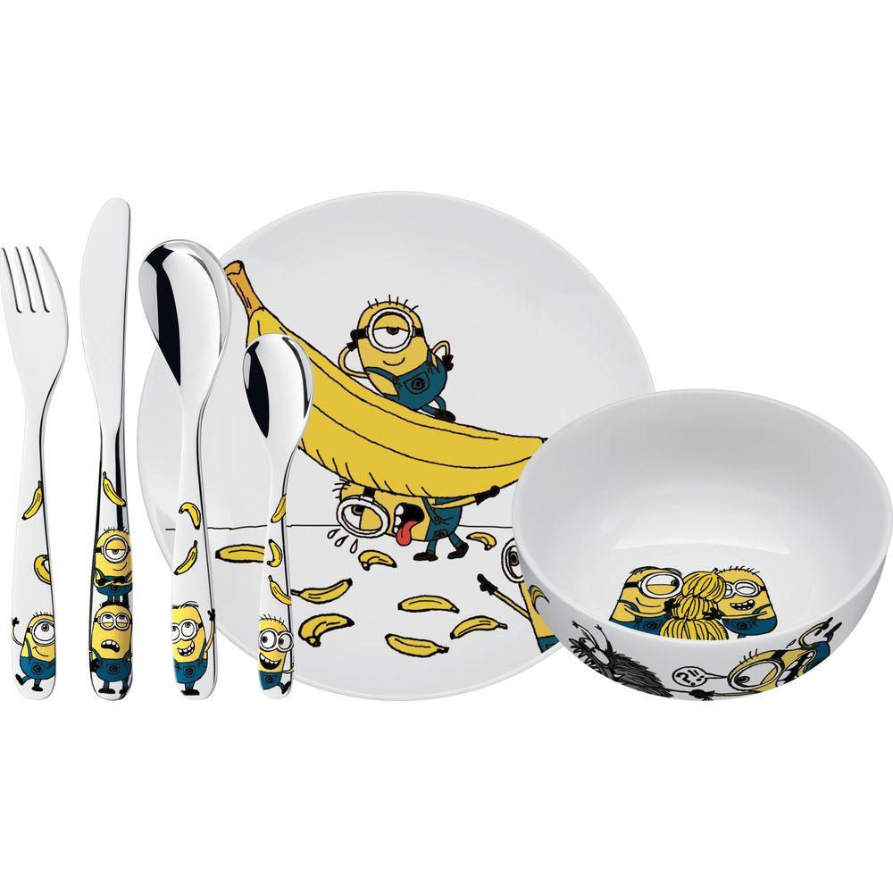 WMF  Minions - Kinderbesteck-Set mit Schale und Teller, 6-teilig 