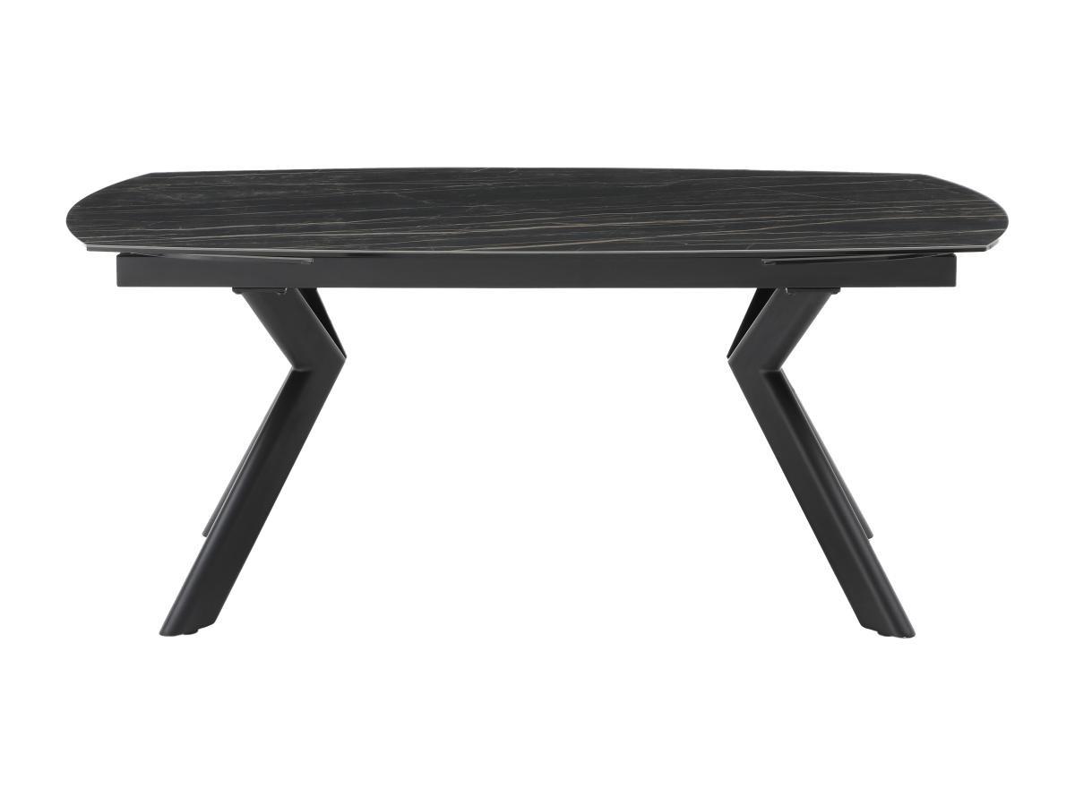 Vente-unique Table à manger extensible 6 à 10 couverts en verre trempé et céramique - Effet marbre noir - MARDEL  