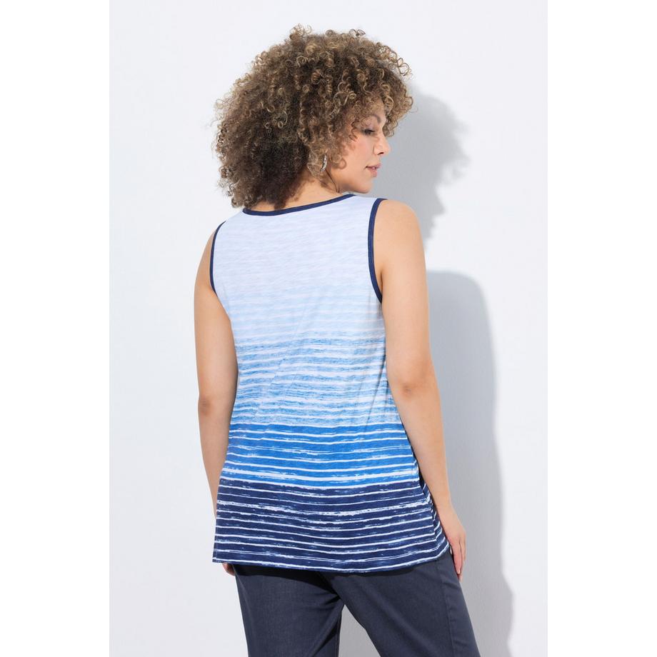 Ulla Popken Haut sans manches Col Rond Ligne A Dégradé de Rayures  