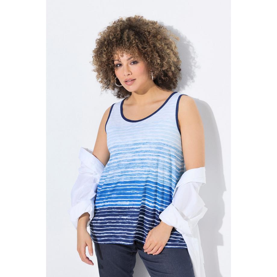 Ulla Popken Haut sans manches Col Rond Ligne A Dégradé de Rayures  